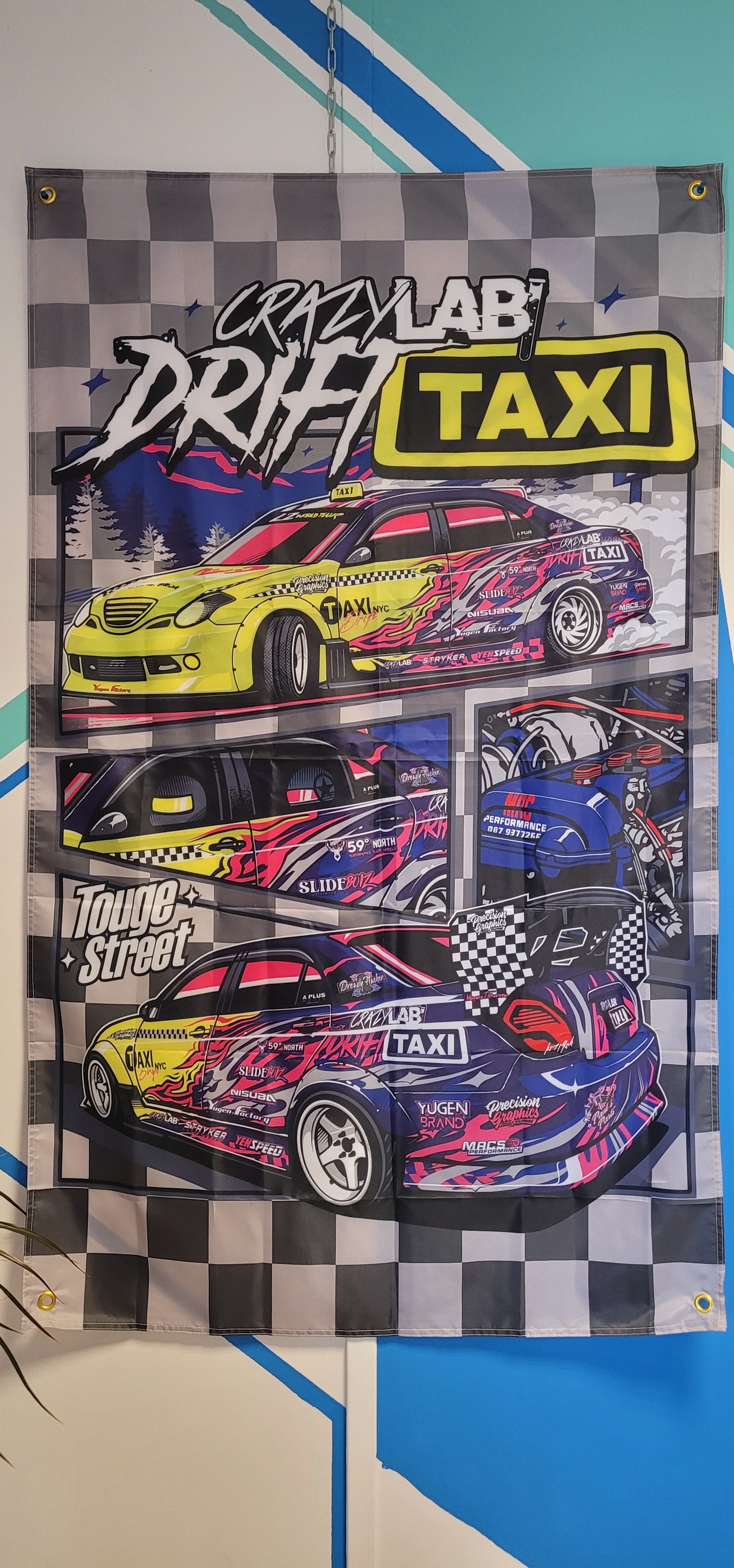 Crazy Lab Drift Taxi Garage Flag